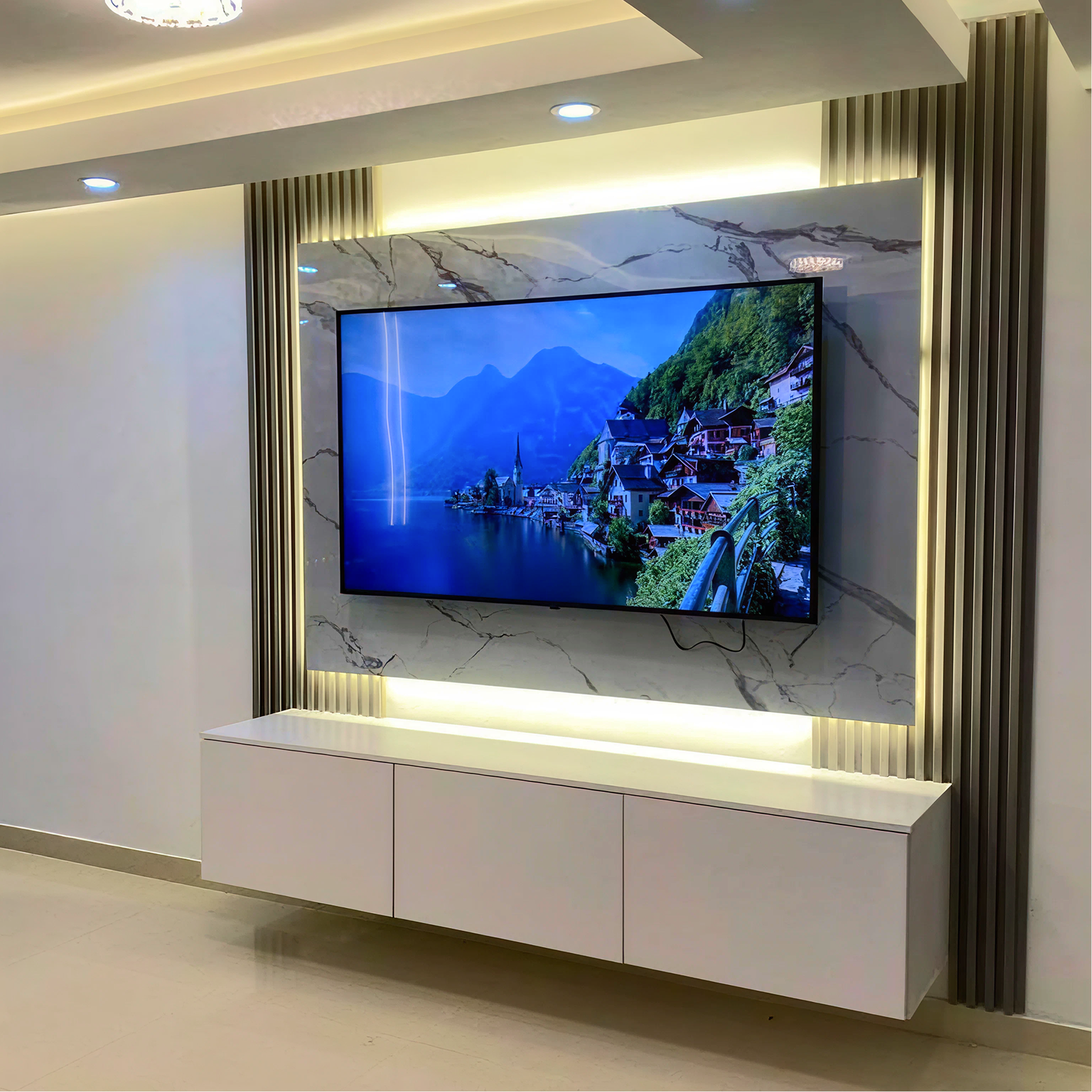 Centro de entretenimiento para sala Marble lux